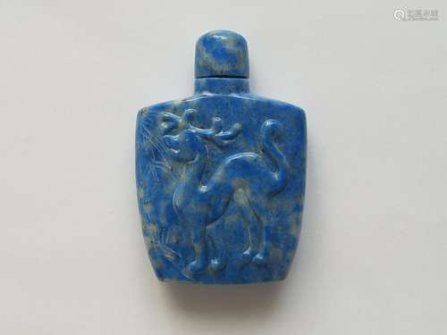 A Chinese Lapis Lazuli Stone Snuff Bottle - Qing