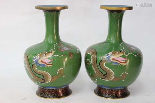 Pair of Chinese Cloisonne Vases