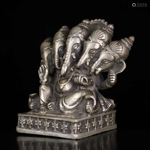 Old Tibet Buddhism Silver Ganapati Ganesh Lord Ganesha Eleph...