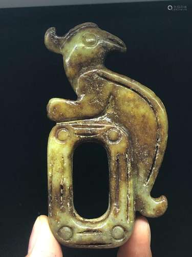 Hongshan Culture Old Jade Carving Lucky Bird Beast Yubi Yu B...