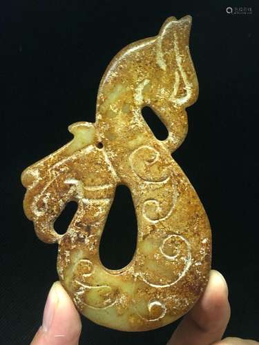 China Ancient Hongshan Culture old jade carved Feng Shui bir...