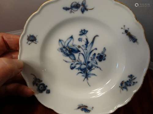 Meissen Dish Plate Antique Insects & Floral