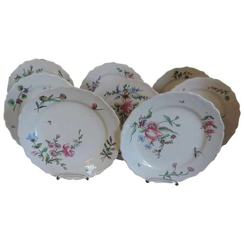 Set Eight Antique 18th century French Faience Tin Glaze Pott...