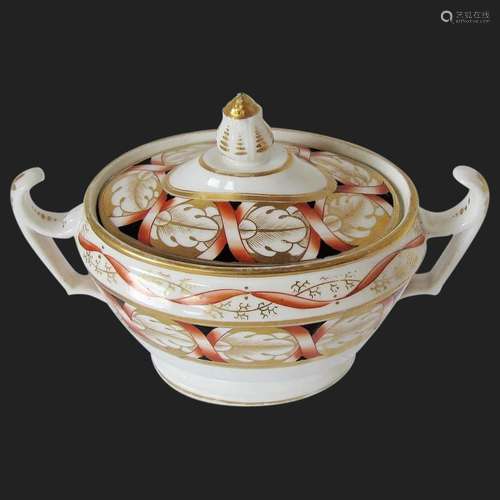 Antique Coalport Covered Sugar,  Early 19th C English Porcel...