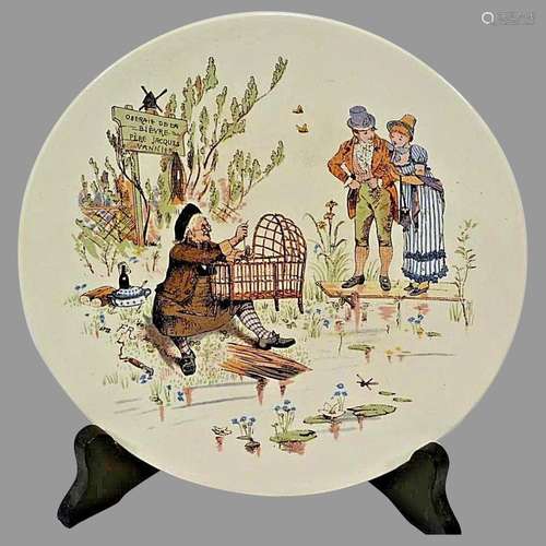 Character / Story Plate or Plaque ~ Man Making Baby Cradle~F...