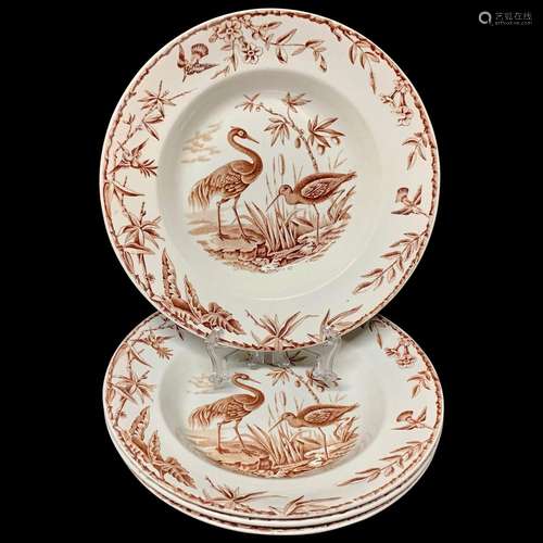 Exotic Birds INDUS Soup Plates x 4 ~ 1885