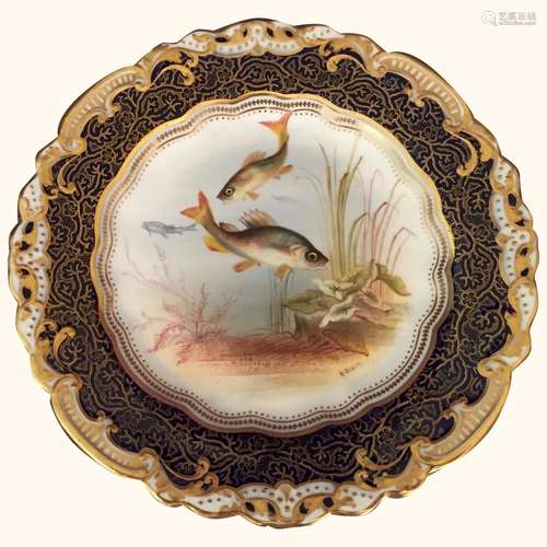 English George Jones California Roach Fish Plate  8 3/4"...