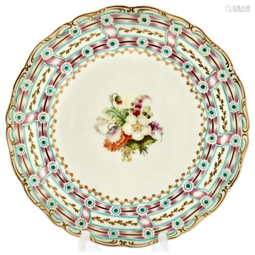 Davenport dessert plate with dynamic border, circa 1840