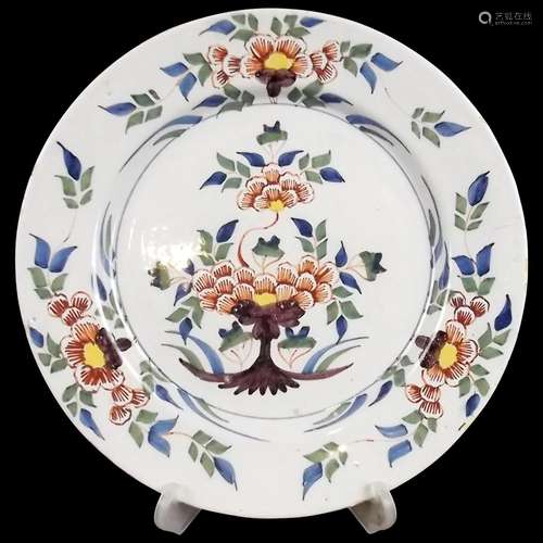 Circa 1760 Bristol Polychrome Delftware Plate