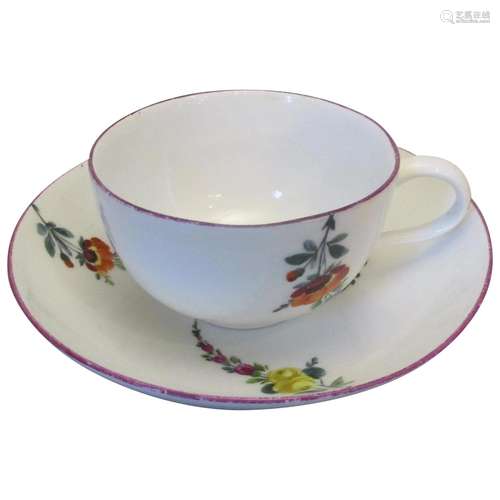 Antique Meissen Porcelain Cup & Saucer c1770.