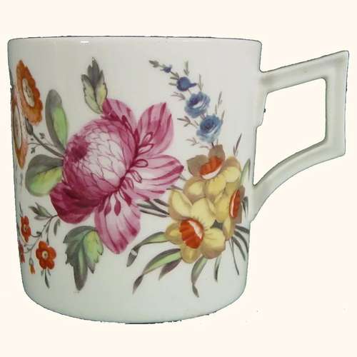 Antique Porcelain Derby Mug or Coffee Can Decorated with Flo...