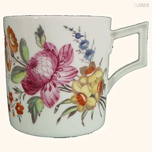 Antique Porcelain Derby Mug or Coffee Can Decorated with Flo...