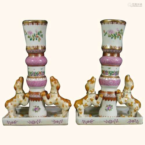 Antique Candlesticks, Chinese Export Style C1890