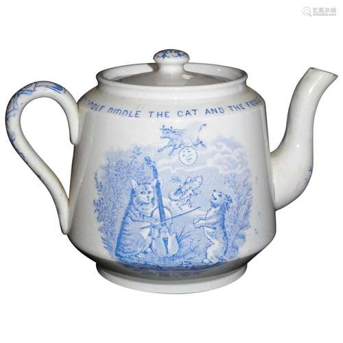 Hey Diddle Staffordshire Childs Nursery Rhyme Teapot Cat Fid...