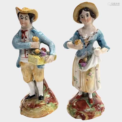 19th Century English Pottery Couple Figurines