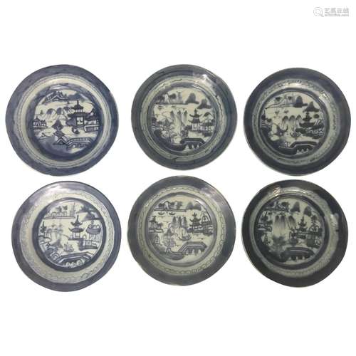 Canton Export 7" Plates-Set of 6