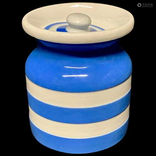 Cornishware Banded Kitchen Ware Storage Jar ~ c 1930 - 1940