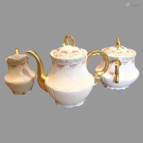 French Limoges Tea Set – Teapot, Sugar, Creamer – Dainty Flo...