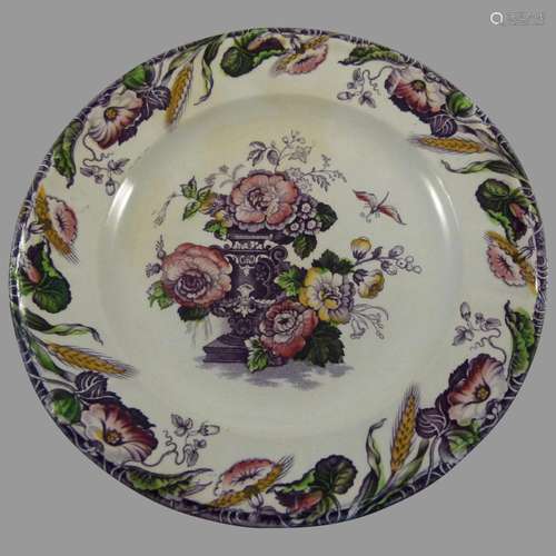 Ironstone Plate 'Avon' Purple Floral 8.5"