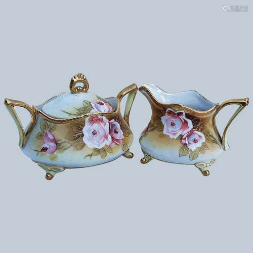 Gorgeous Vintage Nippon 1900 Hand Painted "Pink Roses&q...