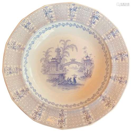 c. 1850 Ridgway Transferware Shallow Bowl in the "Chine...