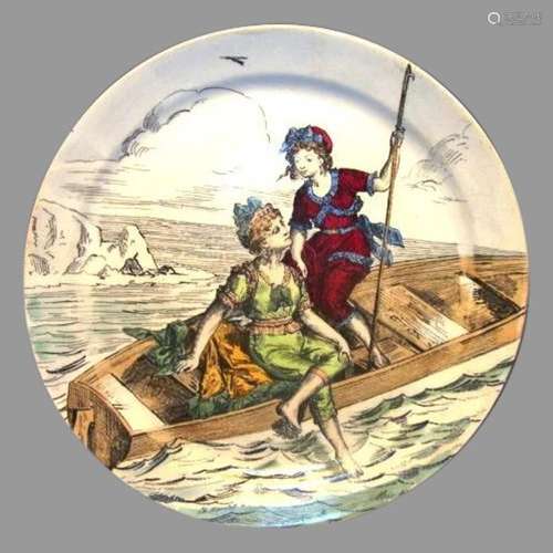 Awesome French Faience Plate with 2 Bathing Beauties ~ Rest ...