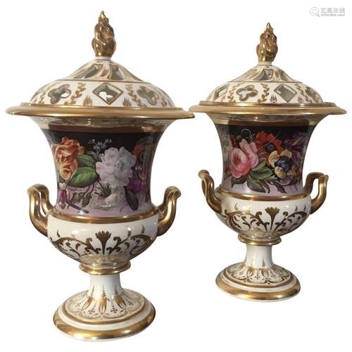 Pair Antique Early 19th century English Regency Derby Porcel...