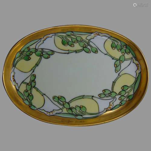 MZ Austria Floral Design Trinket/Pin Dish (Signed "F.M....