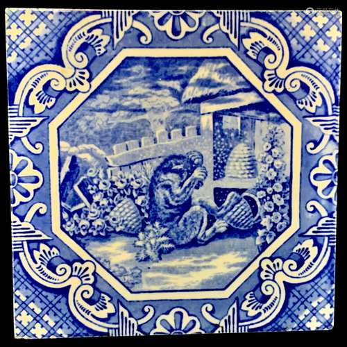 Minton & Hollins Tile ~ Aesop Fable ~ Beehive with Bear ...