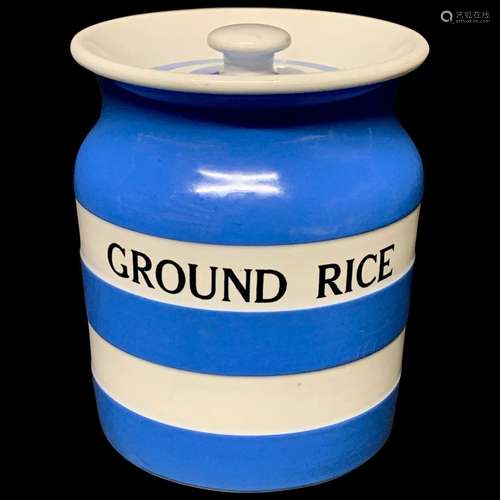 Cornishware Banded Kitchen Ware Storage Jar ~ GROUND RICE ~ ...