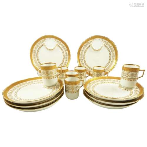 Antique Porcelain Dessert Plates & Demitasse Cups, C 189...