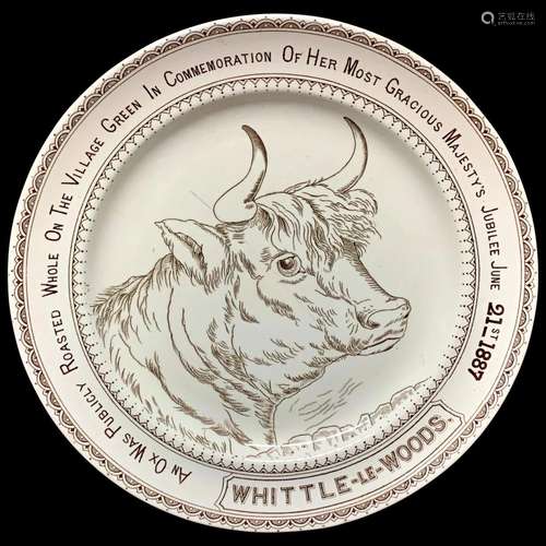 English Ironstone Adverting Plate Whittle-le-Woods ~ OX ROAS...