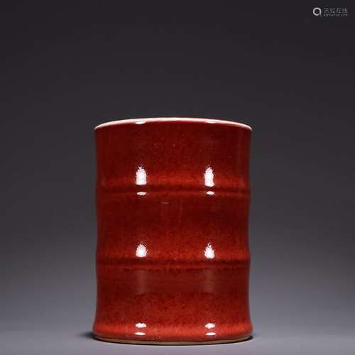 Ji red glaze, bamboo pen containerSpecification: high 13.2 1...