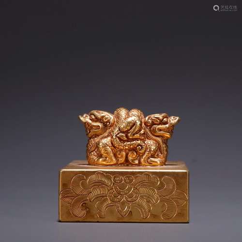 Copper, gold dragon button sealSpecification: high 4.7 5.7 5...