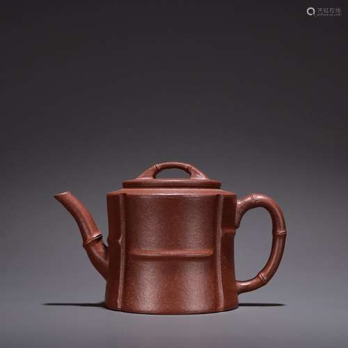 International trademark, old purple bamboo grain teapotSpeci...