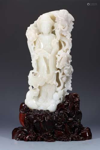 : hetian jade guanyin stands resembleSpecification: 13 cm hi...