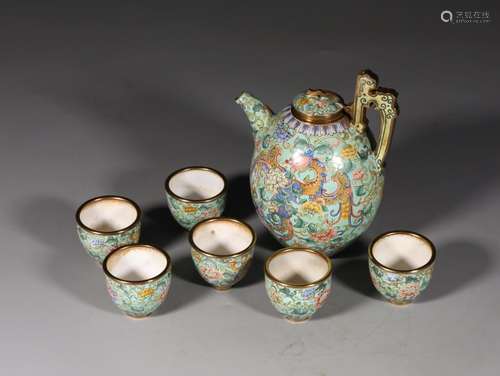 , copper foetus enamel floral tea set a phoenix)Specificatio...