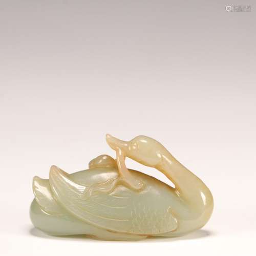 Hetian jade swan bit cheese to piecesSize: * 5.8 cm, 2.2 cm ...