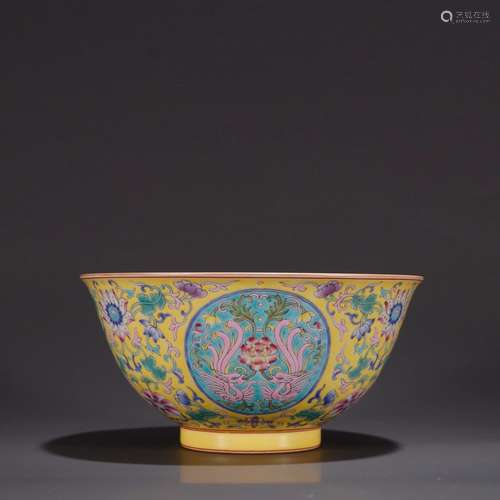 Colored enamel, phoenix show peony bowlSpecification: high 8...