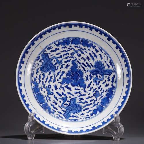 Blue and white porcelain, goose discSpecification: 22.5 thic...