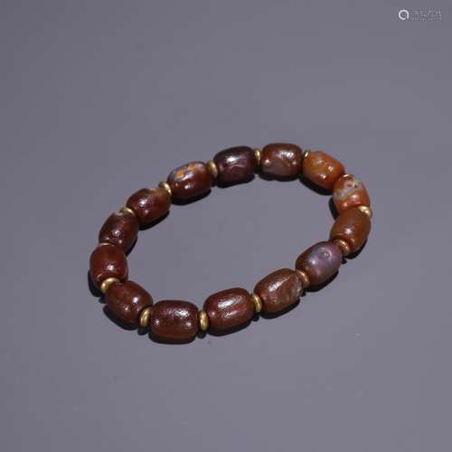 Old agate barrel bead hand stringSpecification: bead diamete...