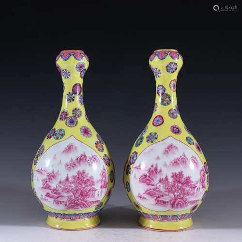 Carmine landscape artistic conception bottles of a pair of g...