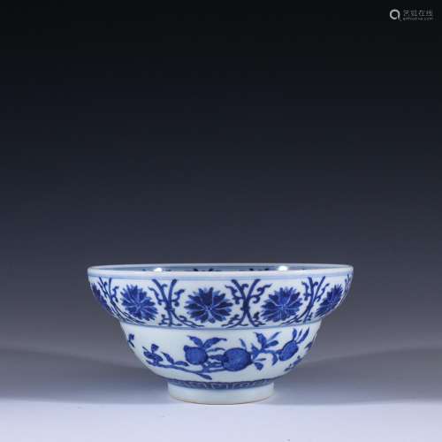 Blue and white sanduo grain bowlSpecification: high 7 cm dia...