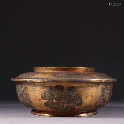 Copper and gold pattern cover basinSpecification: high 10 cm...