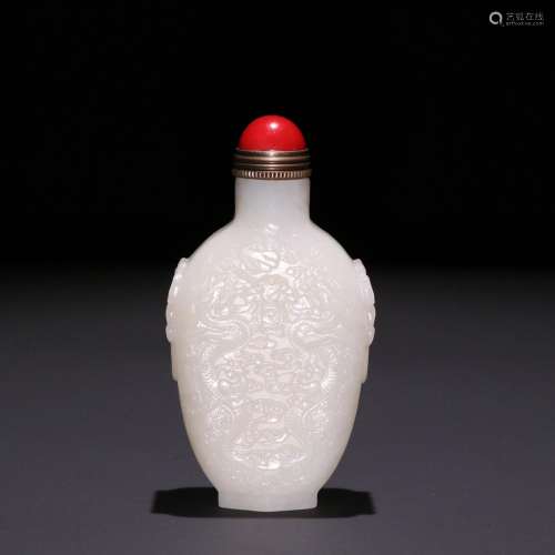 Hetian jade dragon playing pearl snuff bottles.Specification...