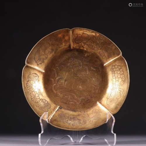 Copper and gold deer pattern compoteSpecification: high 3 cm...