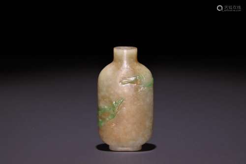 Jade carved flowers and birds wen snuff bottles.Specificatio...