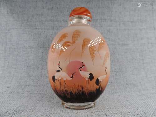 Chinese Inside Painted Lucky Bird Design Peking Glass Snuff ...