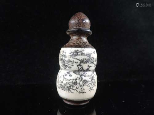 Chinese Master Hand carved Figure Story Snuff Bottle