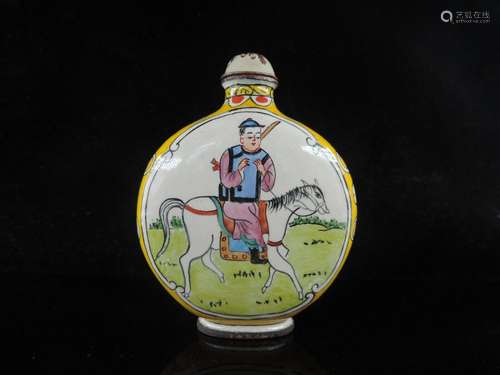 Chinese Hand Painted Figures Pattern Cloisonne Snuff Bottle